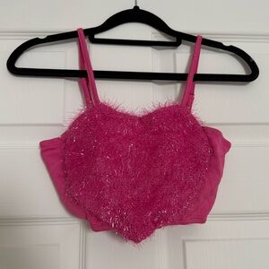XS Pink fuzzy heart tank